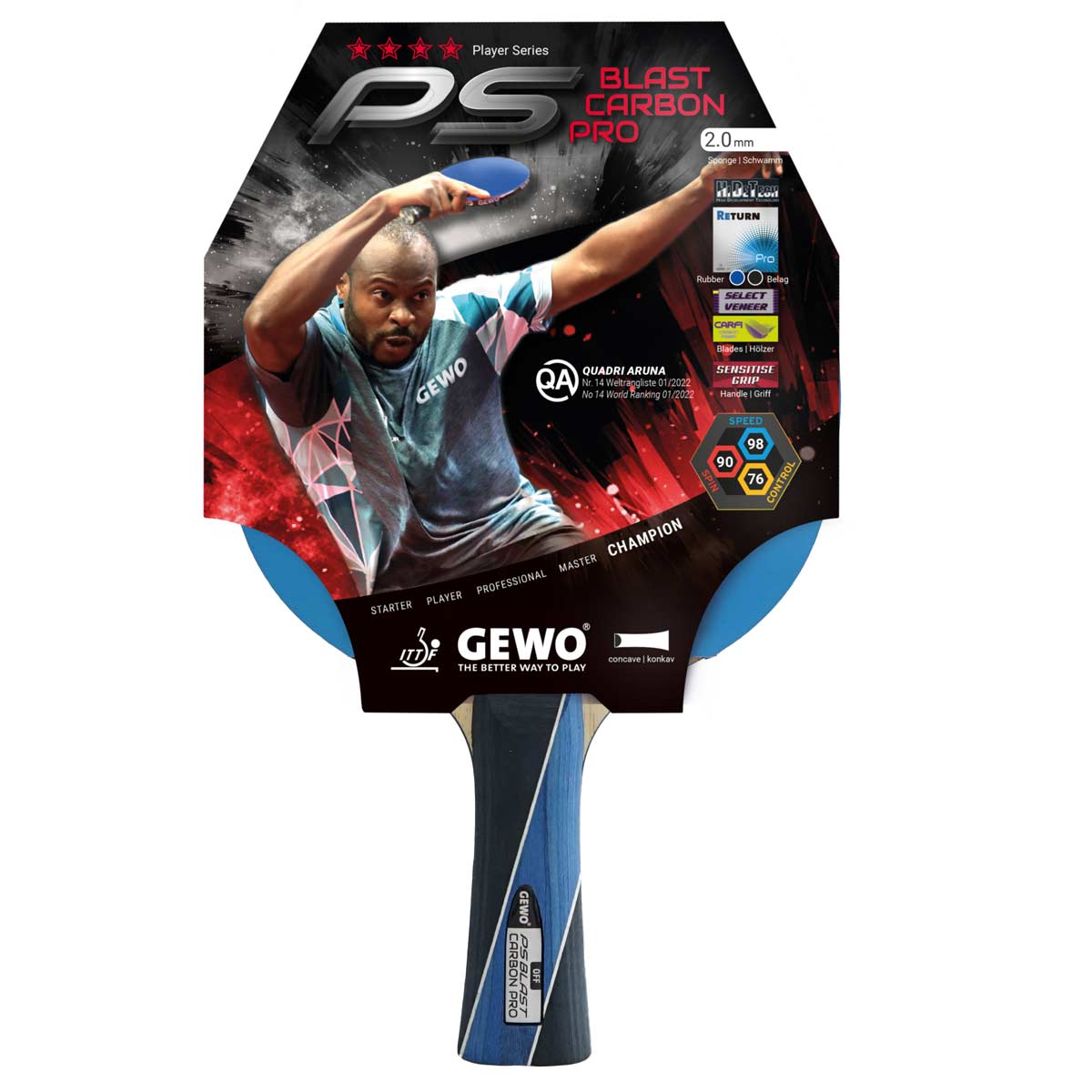 GEWO PS Blast Carbon Pro Flared Ping Pong Racket GEWO